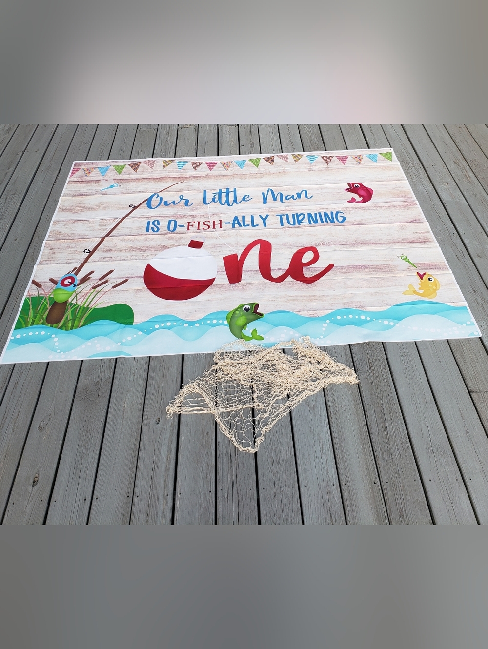 1st Birthday Backdrop & Fish Net Bundle 59.5" X 82.5"
